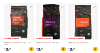 Stapelkorting op Hema koffiebonen 3 pakken voor €25