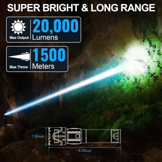 Oplaadbare waterdichte Ledzaklamp 20000 lumen voor €18,61 bij Amazon