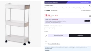 Carro Multiuso Estrecho Auxiliar con Ruedas y 3 cajones por 13.25€ (Cuenta Nueva 6.11€)