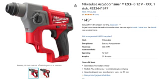 Milwaukee M12 CH-0 12V Li-Ion Accu SDS-plus combihamer body voor €145,98 bij Amazon