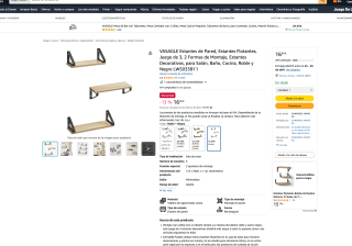 Estantes VASAGLE Estantes de Pared Flotantes Juego de 3 2 Formas de Montaje por solo 16,99€