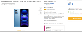 Xiaomi Redmi Note 12 5G 6.67" 6GB+128GB Azul por 259€