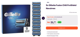 Gillette ProShield Chill Scheermesjes Voor Mannen - 9 Navulmesjes voor €21,95 bij Ibood