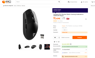 Tempest X14 Warden Ratón Gaming Inalámbrico 12000 DPI Negro por 11,49€