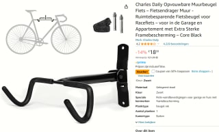 Charles Daily Muurbeugel-fietshouder voor €9,49 bij Amazon