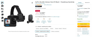 Bundle GoPro Hero10 Black + Headstrap Quickclip por $3,599 en Amazon
