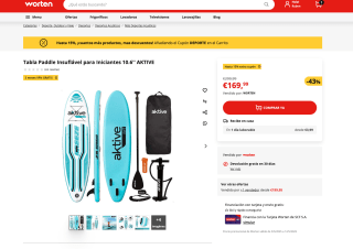 Tabla Paddle Insuflável 10.6'' AKTIVE para principiantes por solo 161,49€