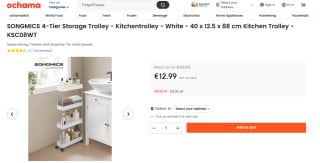 Desserte de cuisine Songmics à 4 niveaux à 12,99€