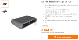 ICY BOX Thunderbolt 4 Type-C Hub voor €164,99 bij NBB