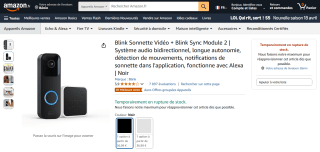 Sonnette Connectée avec Caméra Blink Video Doorbell + Blink Sync Module 2 à 36,99€