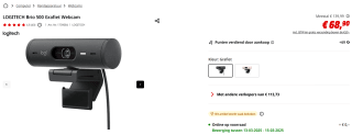LOGITECH Brio 500 webcam voor €68,90 bij Mediamarkt