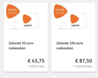 Zalando cadeaubon met 12,5% korting (dmv ING rentepunten)