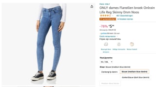 Only Onlrain Reg Skinny DamesJeans voor €8,99 bij Amazon