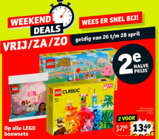 Alle Lego Bouwsets 2e voor de halve prijs bij Kruidvat