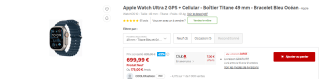Montre connectée Apple Watch Ultra 2 GPS + Cellular à 699,99€