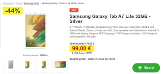 Samsung Galaxy Tab A7 Lite Wi-Fi Zilver voor €99 bij Proshop