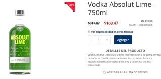 Absolut Lime + Hoodie México a $168.47 en La Europea