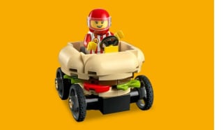 Bouw gratis een zeepkist racewagen in de vorm van een hamburger en neem mee naar huis