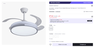 Ventilador Plumax con Tecnologia Led Y Control Remoto Con Temporizador por 67.91€ (Cuenta Nueva 57.91€)