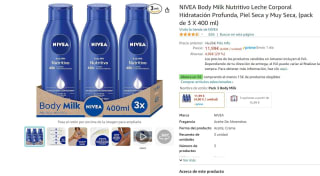 2x pack de 3ud NIVEA Body Milk Loción Corporal Nutritivo 400ml por 18,98€