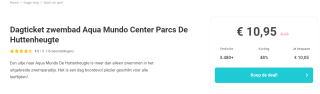 Dagticket zwembad Aqua Mundo Center Parcs De Huttenheugte (Drente) voor €10,95 via Tripper