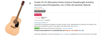 Fender FA-25 Alternative Series Guitarra Dreadnought Acústica por 101,99€