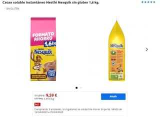 3×2 Cacao Soluble Nesquik 1.6gramos.