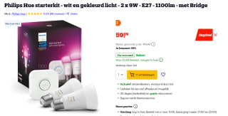 Philips Hue White & Color Ambiance Starterkit E27 voor €59,99 bij Bol