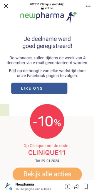 10% korting op Clinque producten bij Newpharma