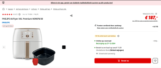 Philips Airfryer Premium Series - HD9870/20 - 7,3 liter (XXL) met bakvorm voor €187 bij de mediamarkt