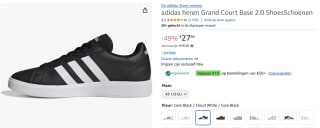 ADIDAS ORIGINALS Sneakers laag 'Grand Court Base 2' in Zwart voor €27,94 bij Amazon