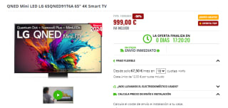 TV QNED Mini LED LG 65QNED91T6A 65" 4K Smart TV por 999€