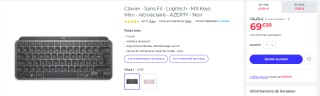 Clavier sans fil Logitech MX Keys S Plus + repose poignet à 69,99€