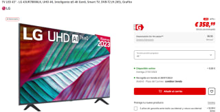 Television LED 43" - LG 43UR78006LK, UHD 4K, Inteligente α5 4K Gen6, Smart TV, DVB-T2 (H.265) por 358.9€