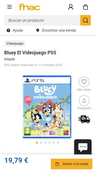 Bluey El Videojuego PS5 por 19,79€.