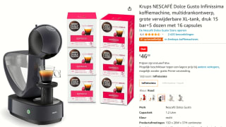 NESCAFÉ Dolce Gusto Infinissima met 5 dozen met 16 capsules voor €46,89 bij Amazon