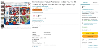4 Puzzles Ravensburger Marvel por 6€