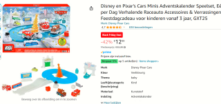 Disney en Pixar's Cars Minis Adventskalender voor €14,99 bij Amazon