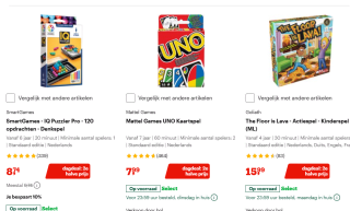 De 2e halve prijs op spellen bij Bol