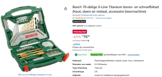 Bosch 70-delige X-Line Titanium boren- en schroefbitset voor €16,99 met Amazon Prime