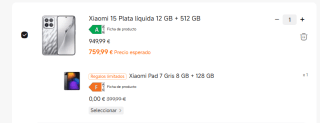 Xiaomi 15 de 12GB/512GB + Xiaomi Pad 7 de 8GB/128GB por 759,99€