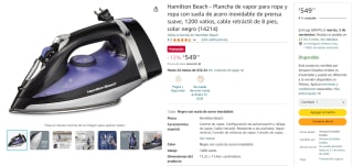 Plancha de Vapor para Ropa Hamilton Beach por $550 en Amazon