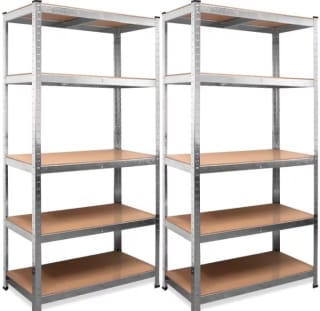 Set de 2 Estanterías Metálicas Galvanizadas 875Kg 5 Baldas (2 Unidades) por 29,36€.