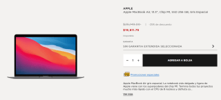 MacBook Air 13.3" M1 256 GB a $19,612 en El Palacio de Hierro