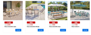Hasta 100€ descuento Liquidación de muebles de jardín