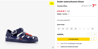 Spider-Man kinder waterschoenen voor €7 bij Scapino