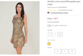 Vestido Corto Casual Metropolis por $90 en Suburbia