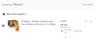12 x 500g de Pedigree Markies Galletas para Perro Rellenas por solo 18€
