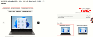 Samsung Galaxy Book3 Pro (16", i7, 16GB, 1TB SSD, Qwerty) voor €1.817,25 bij de Mediamarkt