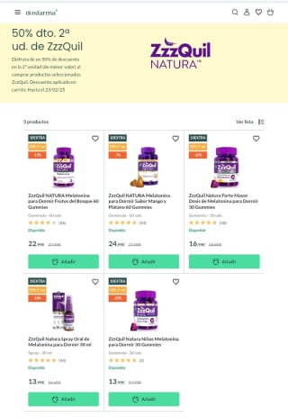 -50% en la Segunda Unidad ZzzQuil desde Dosfarma.